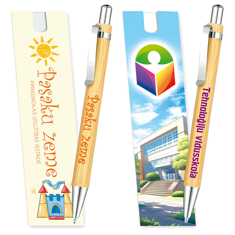 Pildspalvas ar apdruku un maciņu ar apdruku